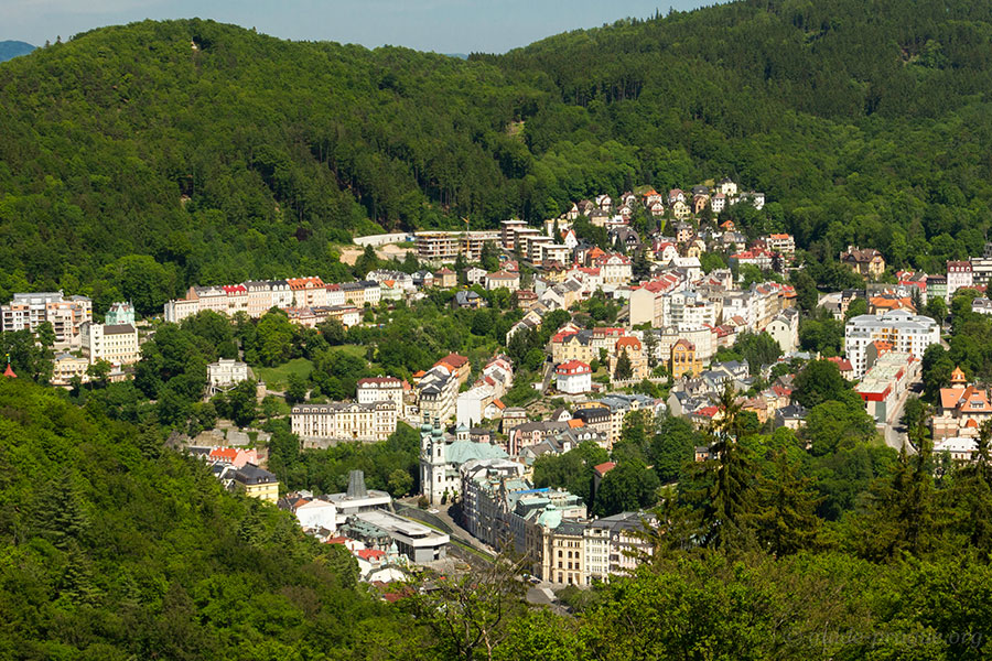 Photo of the view from the Diana Tower in Karlovy Vary.