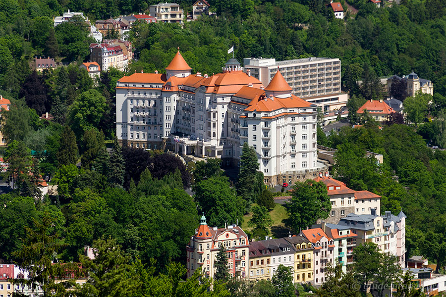 Aerial photo of the Imperial hotel in Karlovy Vary.