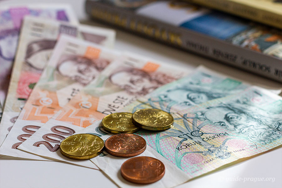 Photo of Czech banknotes and coins