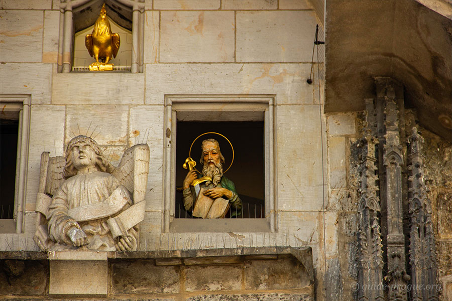 The photo of St.Paul with a book, procession of apostles, Old Town Hall, Prague