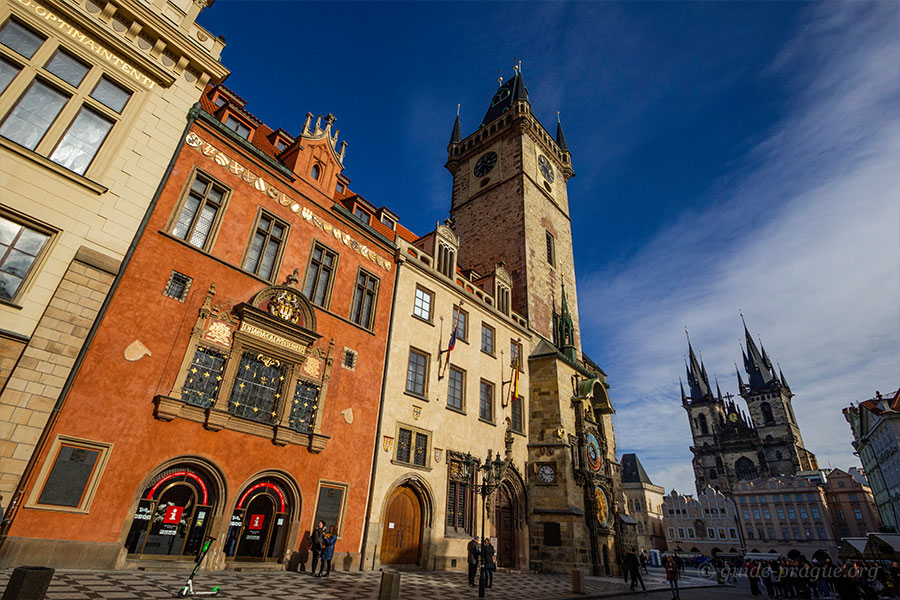 The photo of the Old Town Hall and the Church of Our Lady before Tyn, Old Town Square, Prague