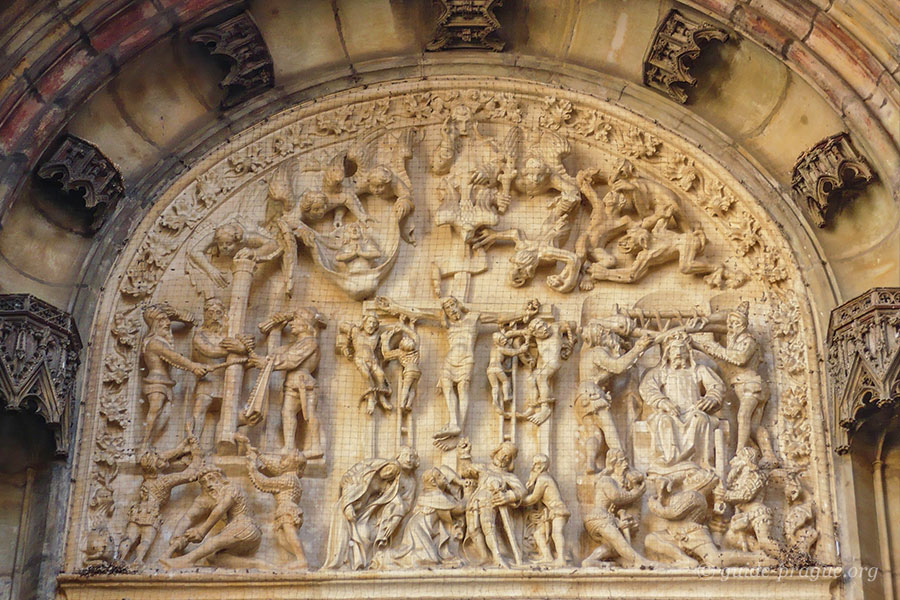 Photo of the tympanum on the northern portal of the Church of Our Lady before Tyn.