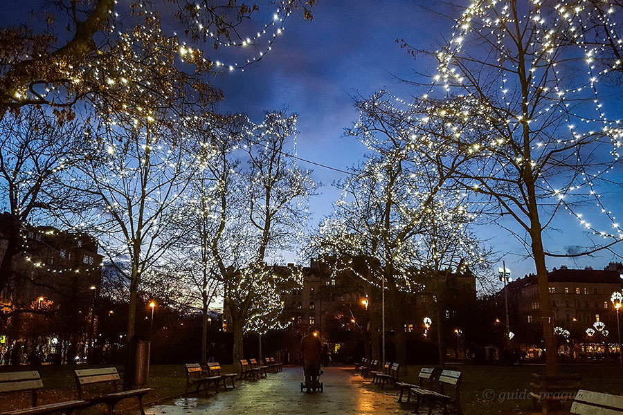 Photo of Christmas decorations in Jiriho z Podebrad square