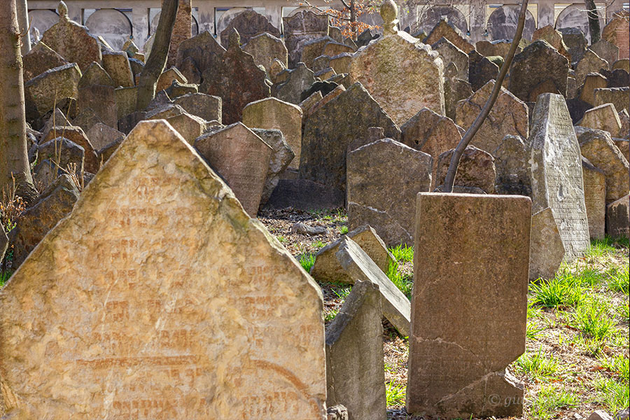 Photo of grave stones at Old Jewish Cemetery in Prague