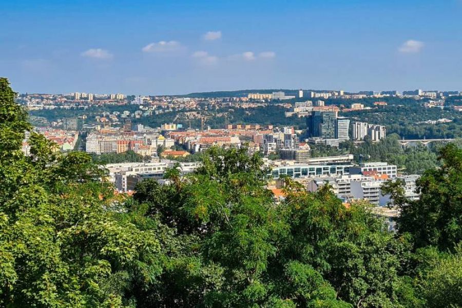 Photo of Karlin and Prague's residential areas from Vitkov hill